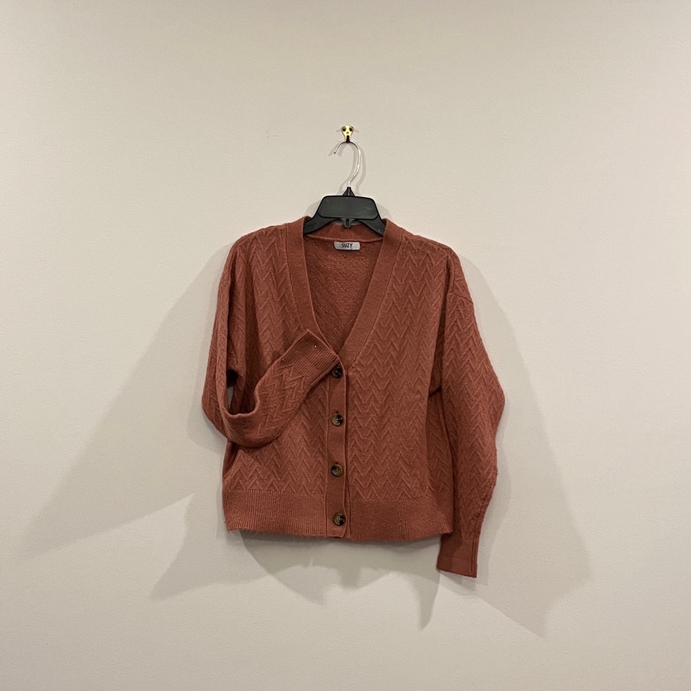 Suzy Shier Terracotta Cardigan Sweater